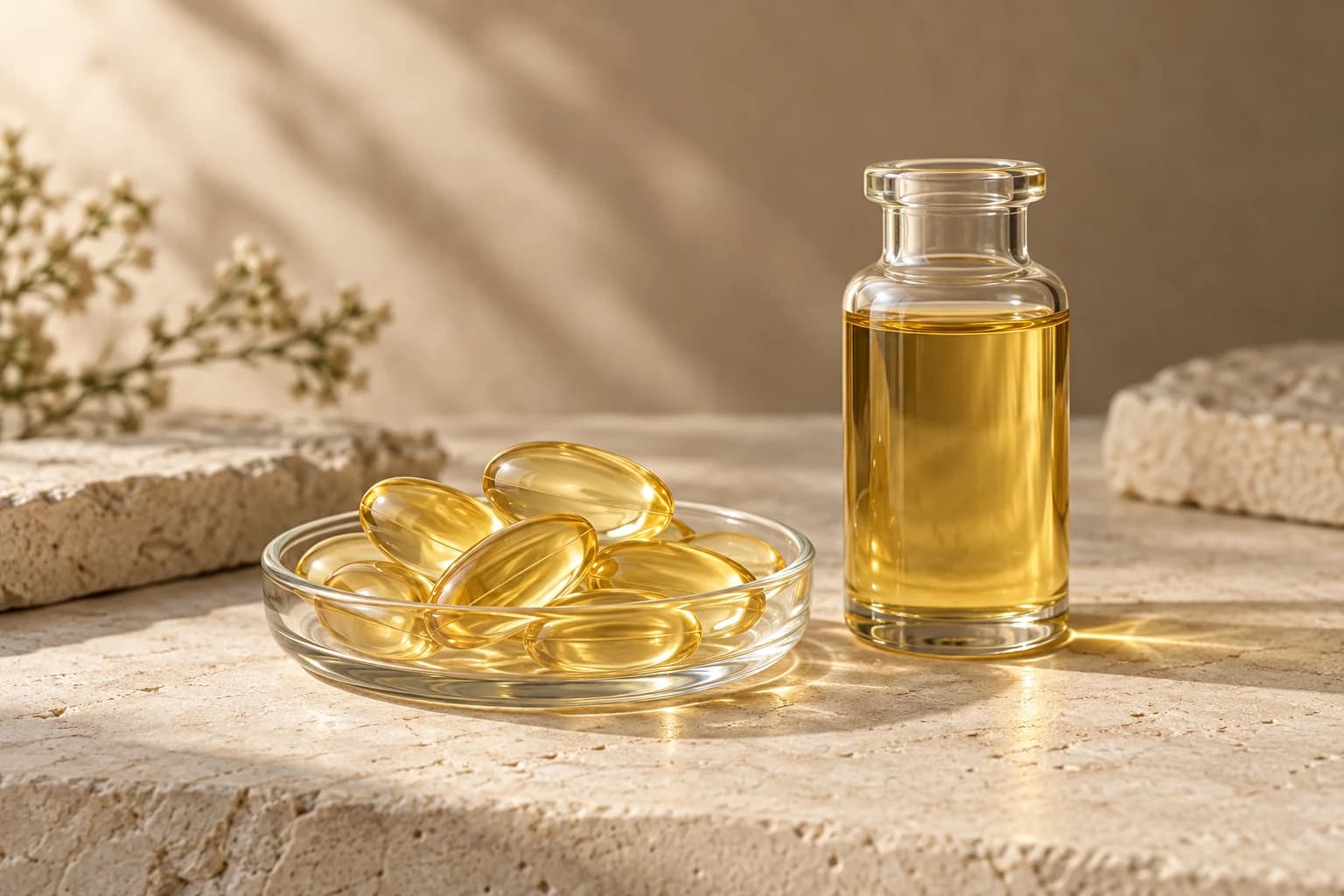 Illustrative softgels & oil phases still life